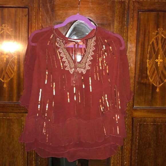 Anthropologie Floreat Canalis FairyCore Festival Whimsical Gauze Sequin Top - Picture 2 of 8